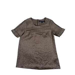 French Connection Womens Bronze Metallic Short Sleeve Work Tunic Top Size 2